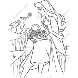 Whimsical Woman and Rabbit with Roses