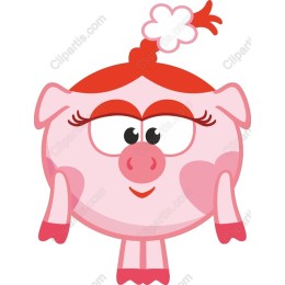 Cheerful Cartoon Pig