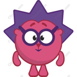 Cheerful Pink Character with Purple Spikes and Glasses