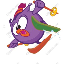 Skiing Purple Bird
