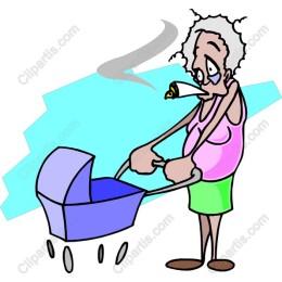 Grandma with Baby Stroller