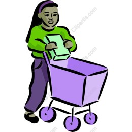 Joyful Girl with Shopping Cart