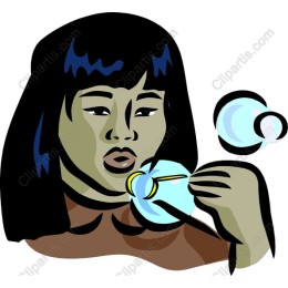 Playful Child Blowing Bubbles