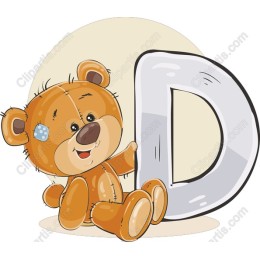 Cute Bear Holding Letter D