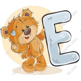 Happy Bear Holding Letter E
