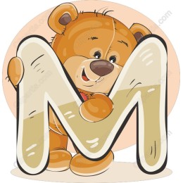 Adorable Bear Holding Letter M