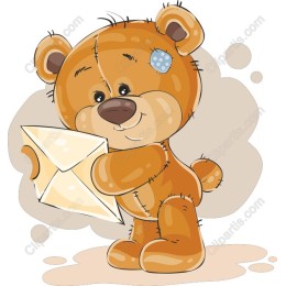 Charming Teddy Bear Holding Envelope