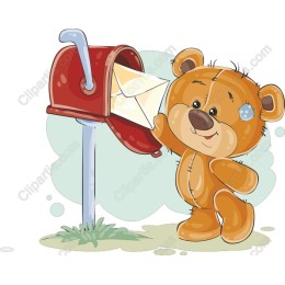 Teddy Bear with Mailbox Whimsical