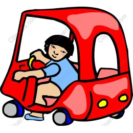Child Driving Red Toy Car