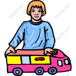 Playful Child with Toy Bus