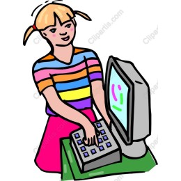 Playful Girl Using a Computer