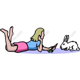 Playful Girl and Rabbit