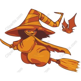 Whimsical Witch with Bat