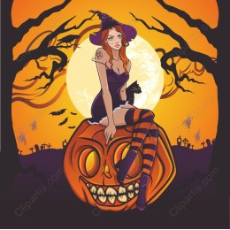 Enchanting Witch on Pumpkin