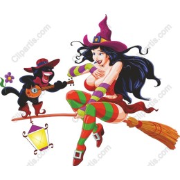 Whimsical Witch and Cat