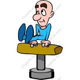 Cartoon Gymnast on Pommel Horse