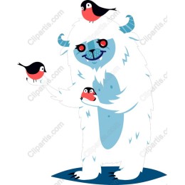 Whimsical Snow Creature and Birds