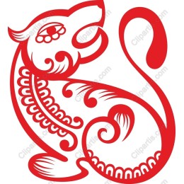 Red Decorative of a Stylized Animal