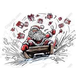 Jolly Santa Sledding Holiday