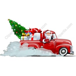 Santa Claus Red Truck Christmas