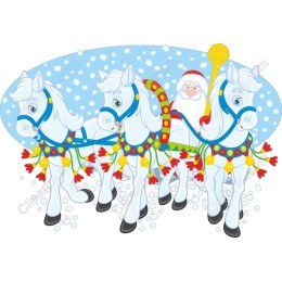 Festive Santa Claus and Horses