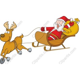 Cheerful Santa Claus and Reindeer