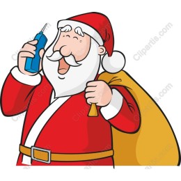 Cheerful Santa Claus with Vintage Phone