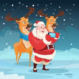 Santa's Festive Selfie with Reindeer