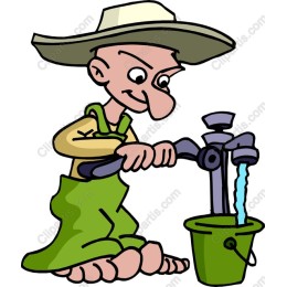 Happy Farmer Drawing Water