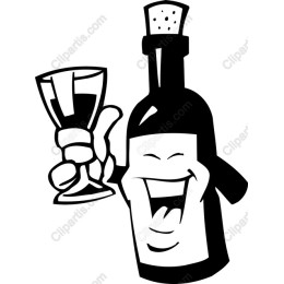Joyful Wine Bottle and Glass