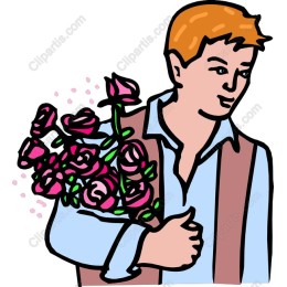 Charming Young Man Holding Roses