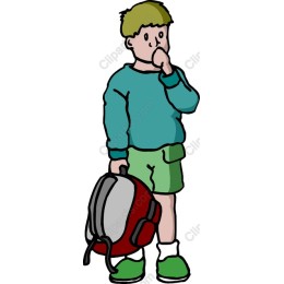 Thoughtful Boy with Backpack