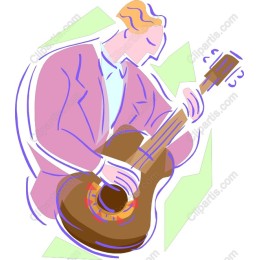 Vibrant Musician Playing Guitar