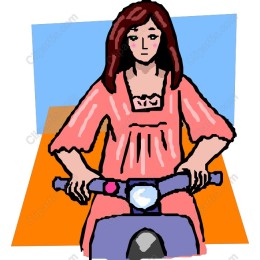 Vibrant Young Woman Riding Scooter