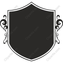 Elegant Shield Emblem with Ornate Scrollwork