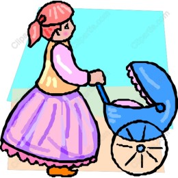 Charming Young Girl with Stroller