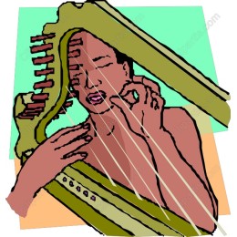 Vibrant Harp Musician
