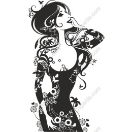 Elegant Woman with Floral Elements