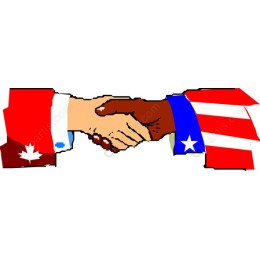 Unity Handshake - Canada & USA Flags