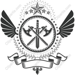 Winged Emblem of Valor with Crossed Swords