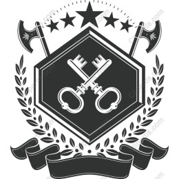 Courageous Key and Axes Heraldic