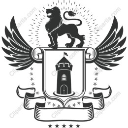 Majestic Lion Heraldic with Shield and Wings