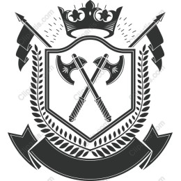 Heraldic Shield with Crossed Axes