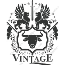 Vintage Lion and Bull Emblem