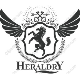 Majestic Heraldry: Rearing Horse Emblem with Wings