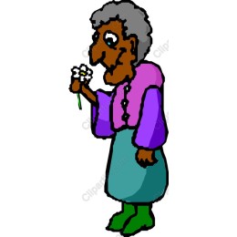 Elderly Woman Holding Flowers