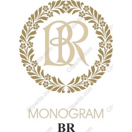Elegant BR Monogram Floral Wreath