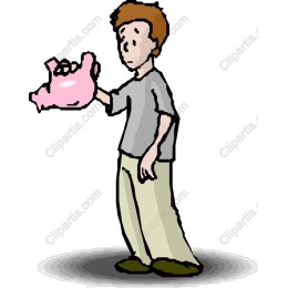 Cartoon Boy with Piggy Bank