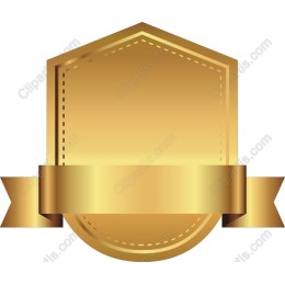 Golden Shield Badge with Ribbon Banner