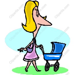 Stylish Mother with Baby Stroller